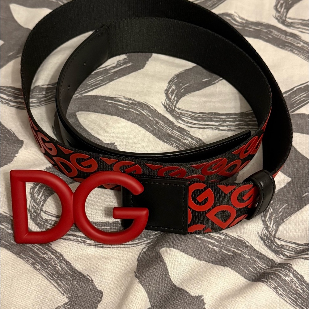 Dolce & Gabbana Red and Black Logo Belt auntentic